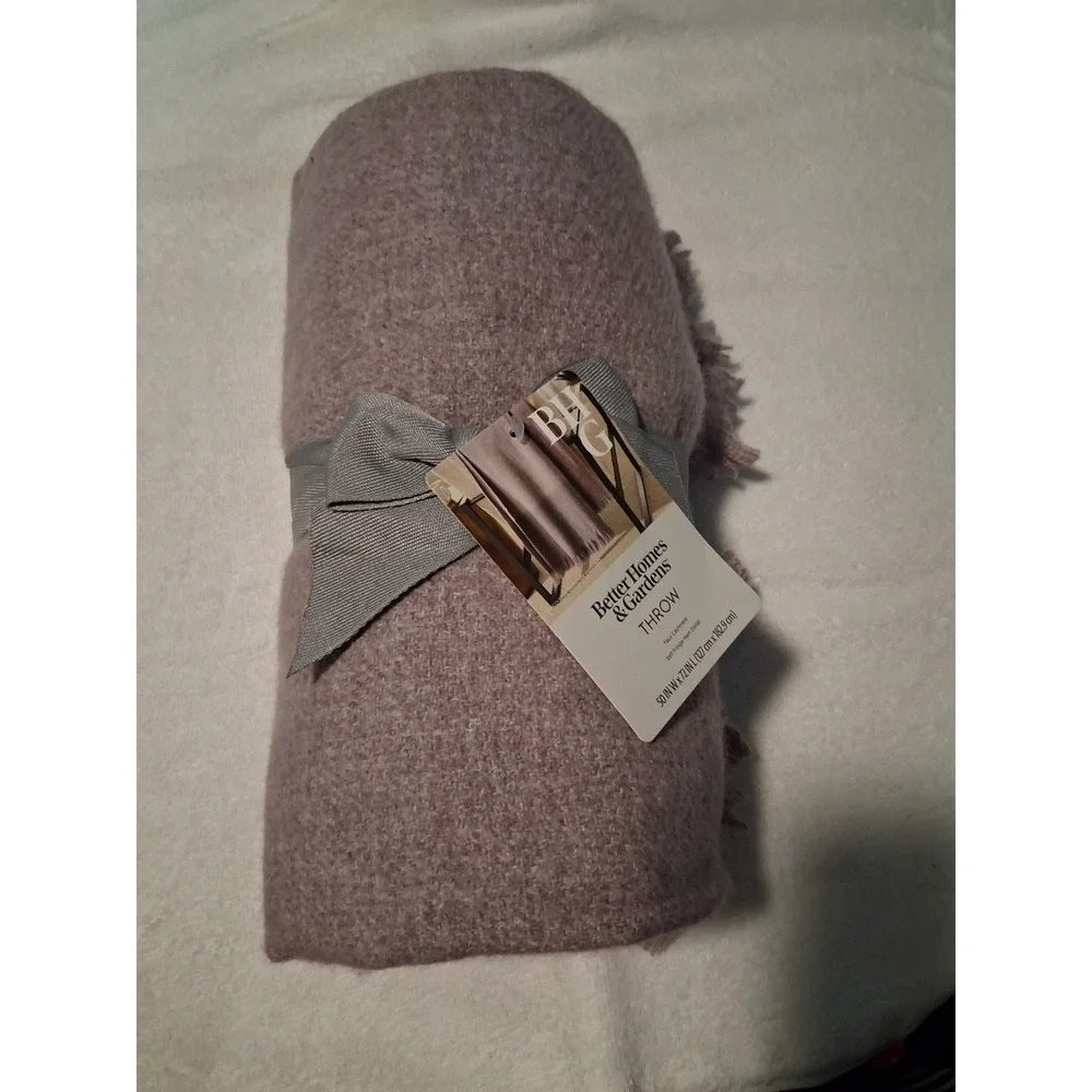 Better Homes & Gardens Faux Cashmere Throw 50x72 Violet Gem Fringe NWT